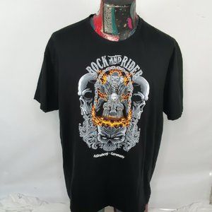 Rock and Rider Biker Chopper Black Tshirt Men's 2XL